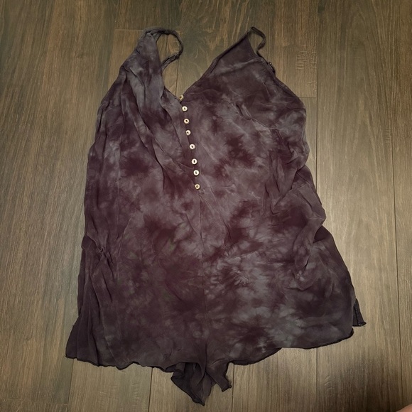 FREE‎ PEOPLE Intimately Walkabout Tie Dye Romper Jumpsuit Washed Black - Picture 3 of 6
